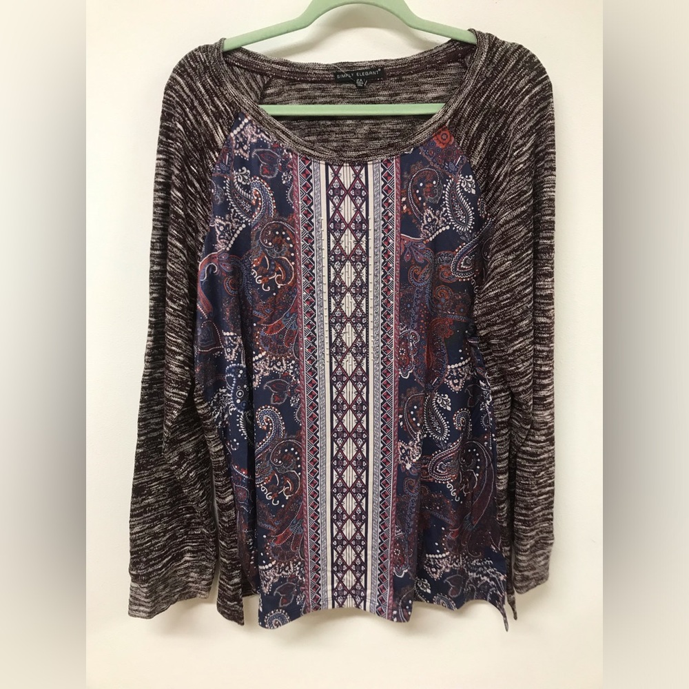 Women's Long Sleeve Paisley Design Long Top T Shirt Clothing Blouse Dress Top